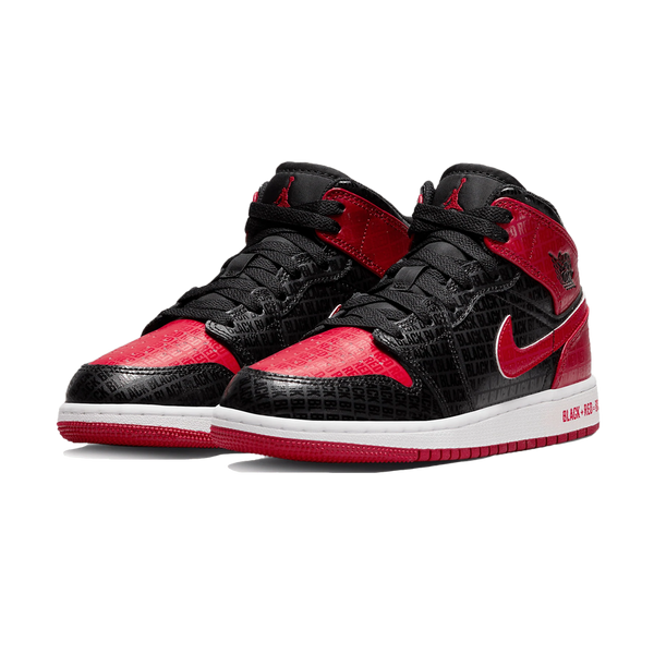 AIR JORDAN 1 MID SS  'BLACK + RED = BRED'